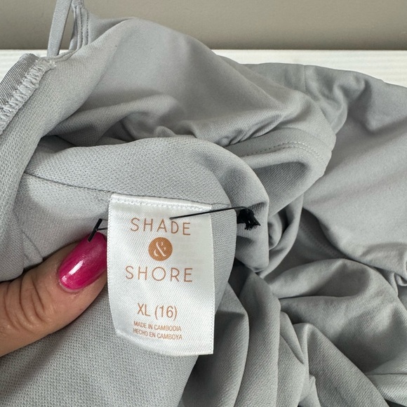 NWT Square Neck High Leg Cheeky Sleek Silver One Piece Swimsuit XL 16 Minimalist - Picture 10 of 13